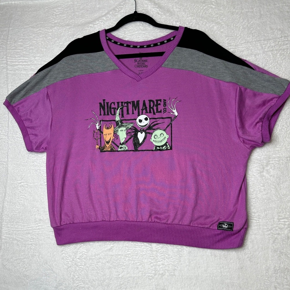 Disney Nightmare Before Christmas Top Women XL Purple Jack Skellington Graphic